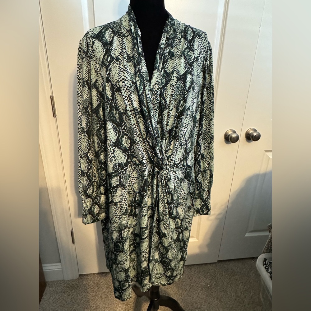 The Limited long sleeve dress with mixed green snake print